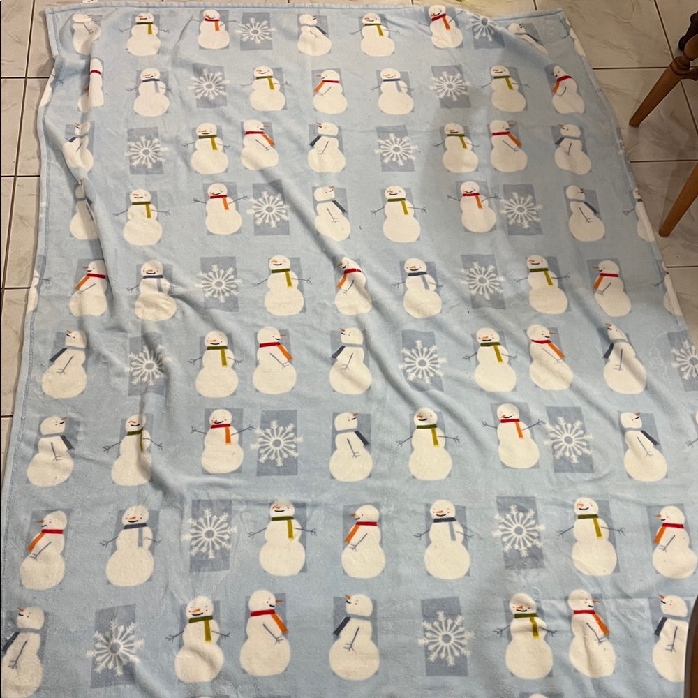 The Big One Light Blue Snowman Holiday Throw